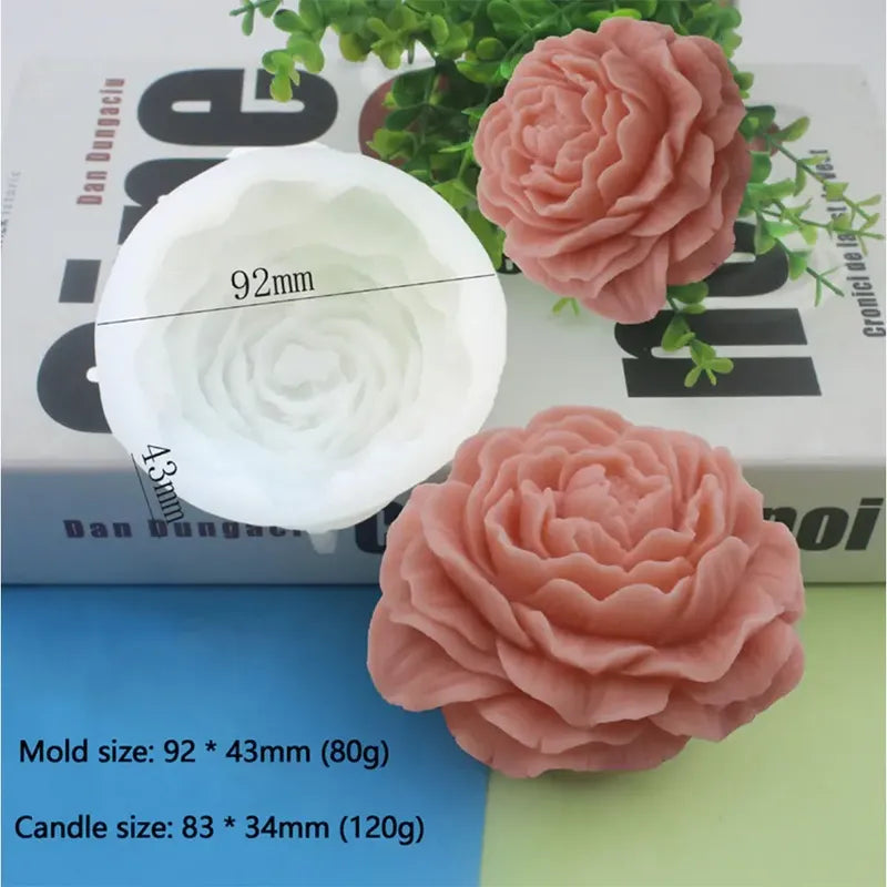 Molde De Silicona Para Vela Forma De Flor Peonia 9x4 Cm 3d