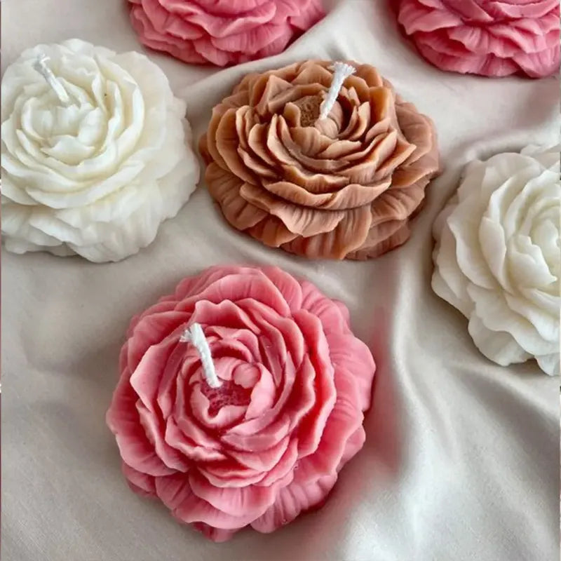 Molde De Silicona Para Vela Forma De Flor Peonia 9x4 Cm 3d