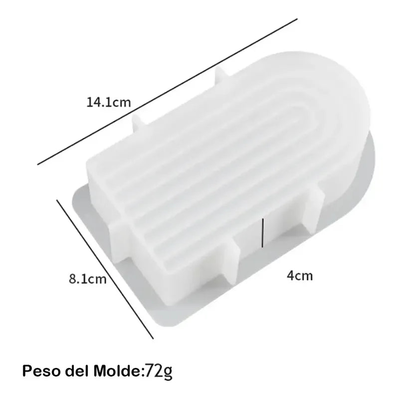 Molde Para Vela Y Jabon De Silicona, Arco Con Rayas 14x8x4cm