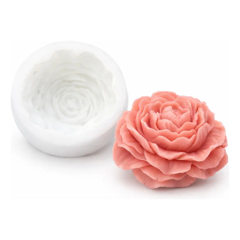 Molde De Silicona Para Vela Forma De Flor Peonia 9x4 Cm 3d