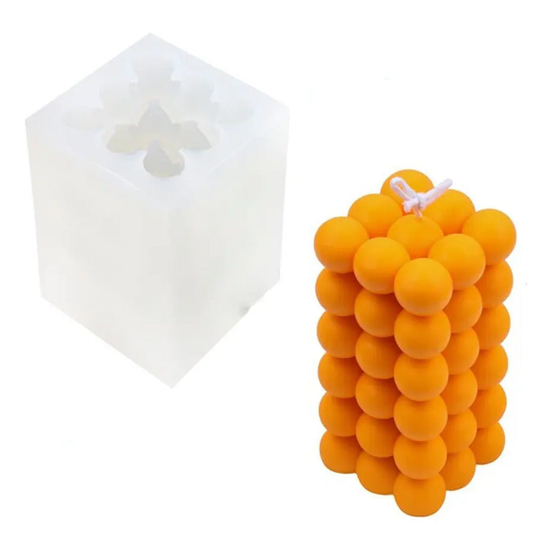 Molde De Silicona Para Vela Cubo Geométrico Con Burbujas 3d