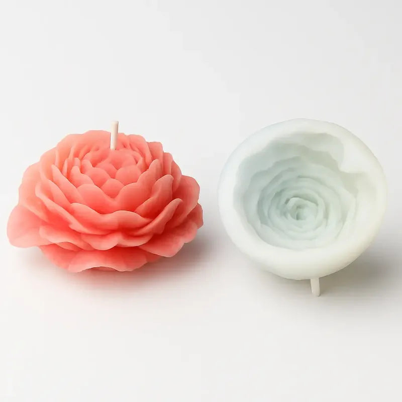 Molde De Silicona Para Vela Forma De Flor Peonia 9x4 Cm 3d