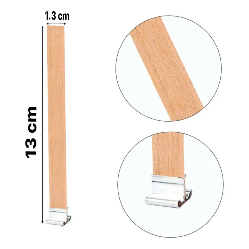 10 Mechas De Madera Para Vela  1.3cmx13cm, Con Soporte