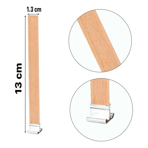 10 Mechas De Madera Para Vela  1.3cmx13cm, Con Soporte