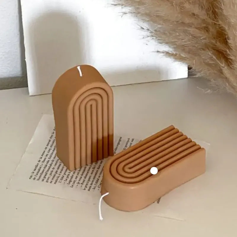 Molde Para Vela Y Jabon De Silicona, Arco Con Rayas 14x8x4cm