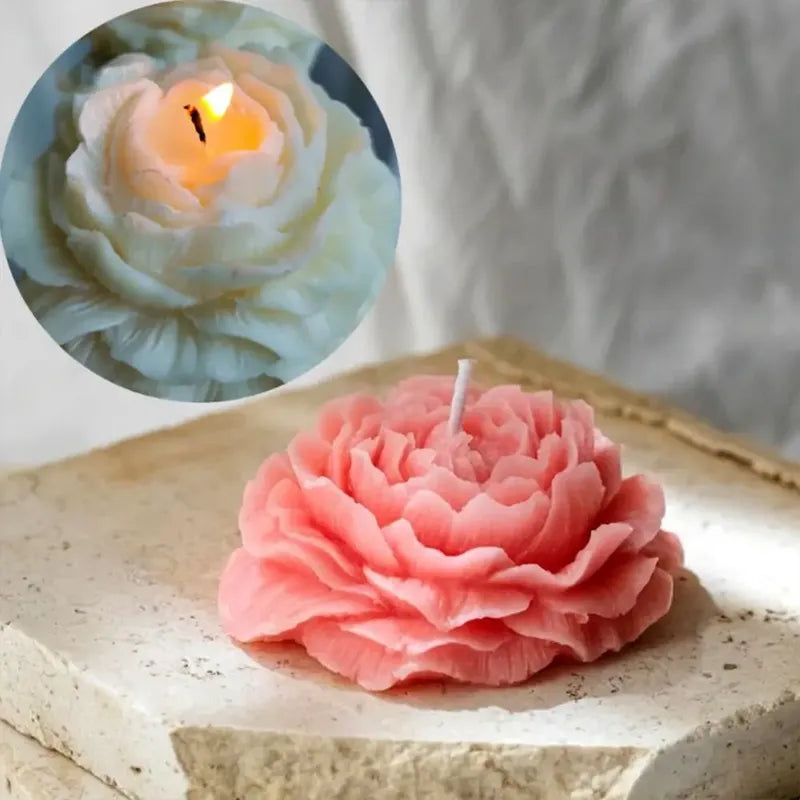 Molde De Silicona Para Vela Forma De Flor Peonia 9x4 Cm 3d