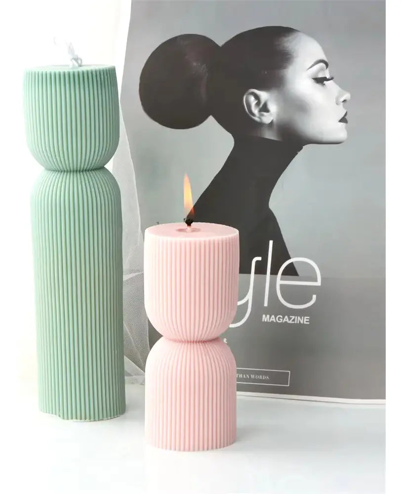 Set 2 Moldes de Silicona para Velas Acanaladas Diseño lineas 11 y 17 cm