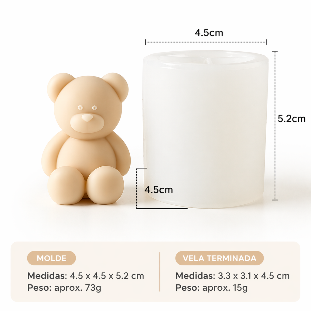 Molde de Silicona Oso Pequeño para Velas Decorativas